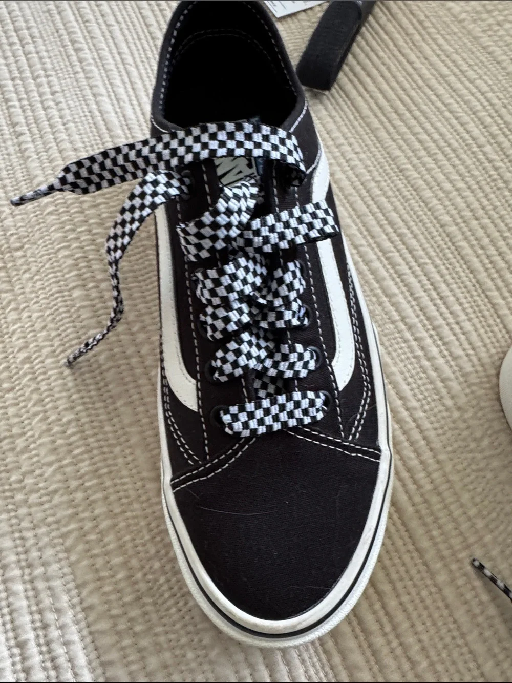 Vans Black and White Checkerboard Laced Sneakers